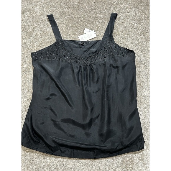 Eileen Fisher Tops - Eileen Fisher Women's 3X Black Silk Satin  Beaded Tank Top Special Occasion